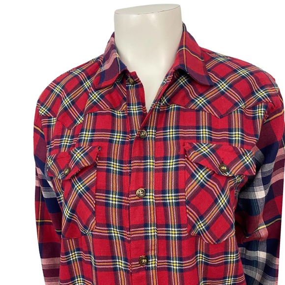 1990s NWT Button Down Cotton Flannel Shirt / Boys Large - Picture 2 of 6